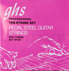 Struny GHS pro 10 strunnou pedal steel kytaru.