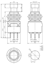 Přepínač stiskací PBS-24-302 250V/6A 3 póly