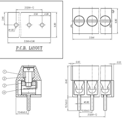 Svorkovnice na šroubky do DPS, rozteč 3,5 mm