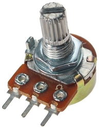 Miniaturní potenciometr průměr 16,5mm, hřídel 6 mm x 15